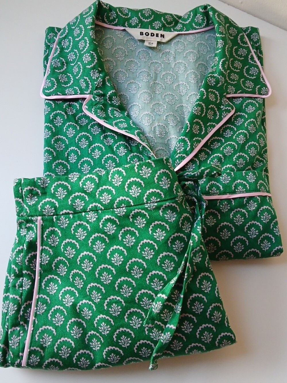 Boden Lounge Pajama Shorts Set Green Pink Women's 6